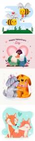 Valentine's Day romantic pair cartoon animal illustration