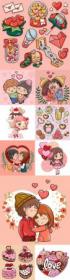 Valentine's Day illustration cartoon elements and gifts