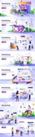 Social media marketing template landing page modern illustration