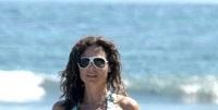 Minnie Driver In Blue Bikini At Malibu Beach Los Angeles