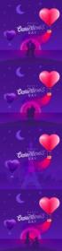 Valentine's Day background with pair silhouettes romantic sunset