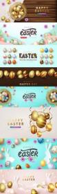 Easter banner template with luxurious gold and colored eggs