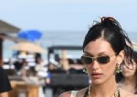 Stunning Brunette Bella Hadid Showing Her Slim Body in a Revealing Swimsuit - The Fappening!