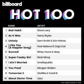 Billboard Hot 100 Singles Chart (08-October-2022) Mp3 320kbps [PMEDIA] ⭐️