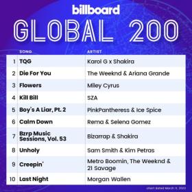 Billboard Global 200 Singles Chart (11-March-2023) Mp3 320kbps [PMEDIA] ⭐️