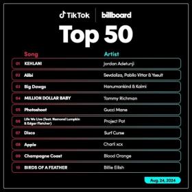 TikTok Billboard Top 50 Singles Chart (24-August-2024) Mp3 320kbps [PMEDIA] ⭐️