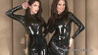 Lara & Olivia - Black Latex Catsuit and Black Latex Dress
