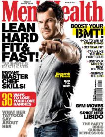 Men's Health - Lean Hard Fit and Fast Plus Boost Your BMT + What Her Tatoots Says About Her (March 2014 South Africa)