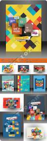 Flyer and gift cards template shopping center store vector