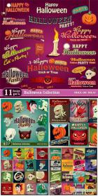 Halloween, labels, captions and backgrounds vector