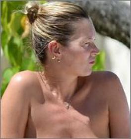 Kate Moss Topless - Sunbathing On A Beach In Jamaica